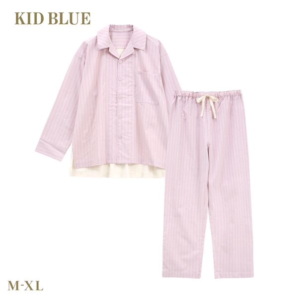 キッドブルー 26ストライプ＆天竺 長袖 シャツ ロングパンツ 上下セット パジャマ ルームウェア KID BLUE