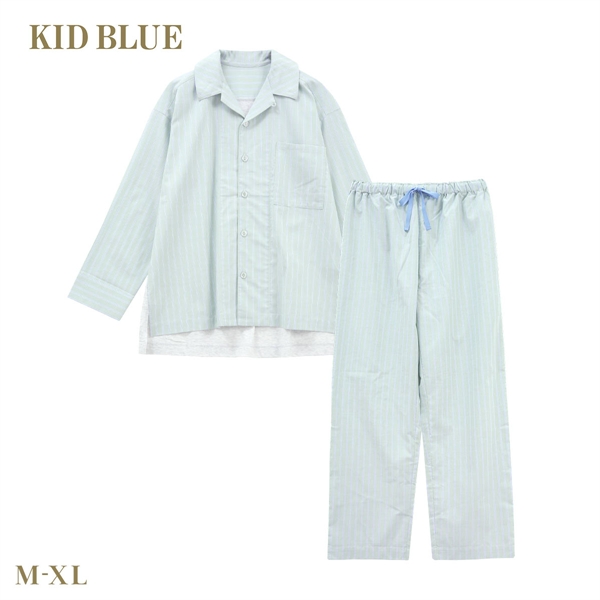 キッドブルー 26ストライプ＆天竺 長袖 シャツ ロングパンツ 上下セット パジャマ ルームウェア KID BLUE