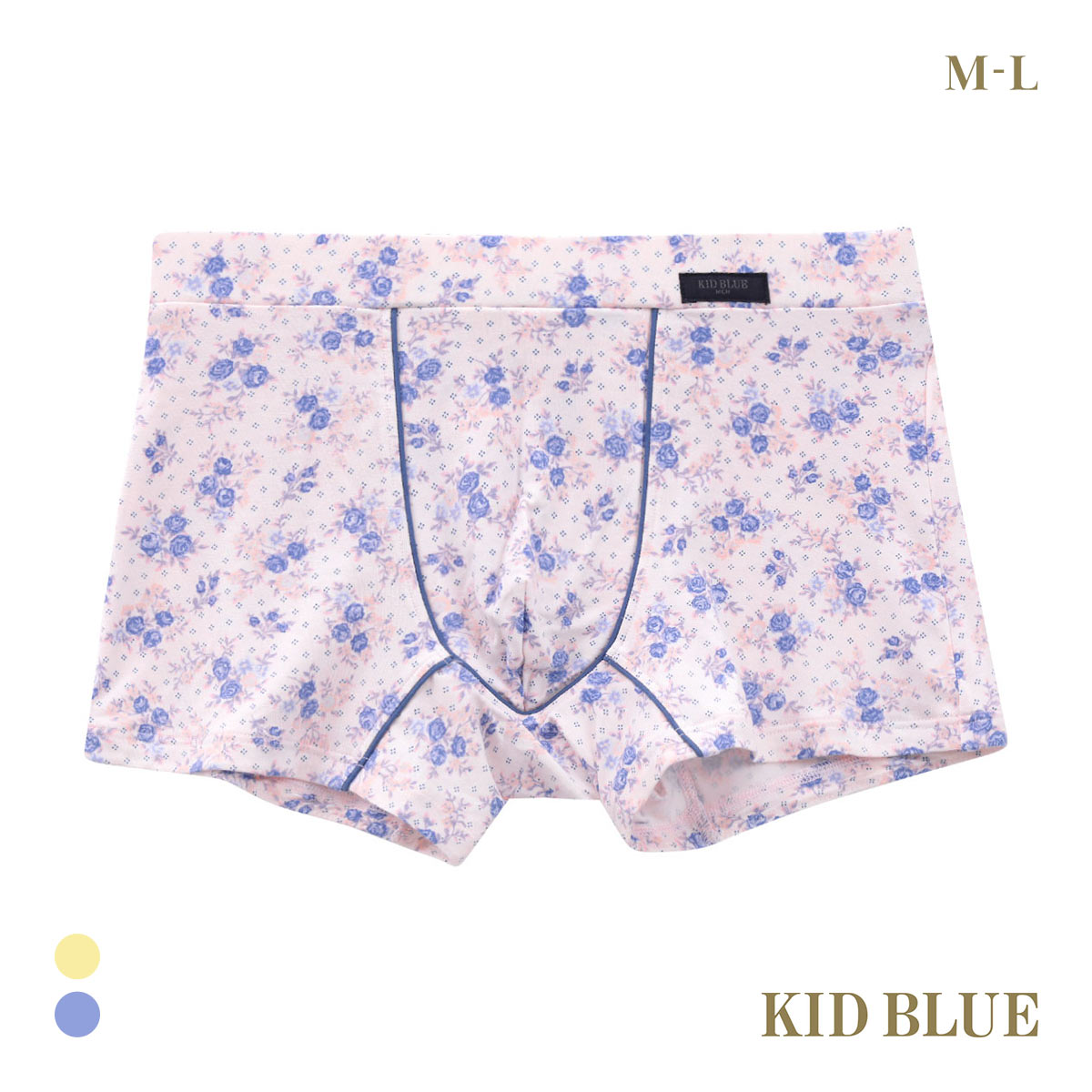 キッドブルー MENS ピンドットフラワー ボクサーパンツ 前とじ メンズ KID BLUE(BU-ブルー-M)