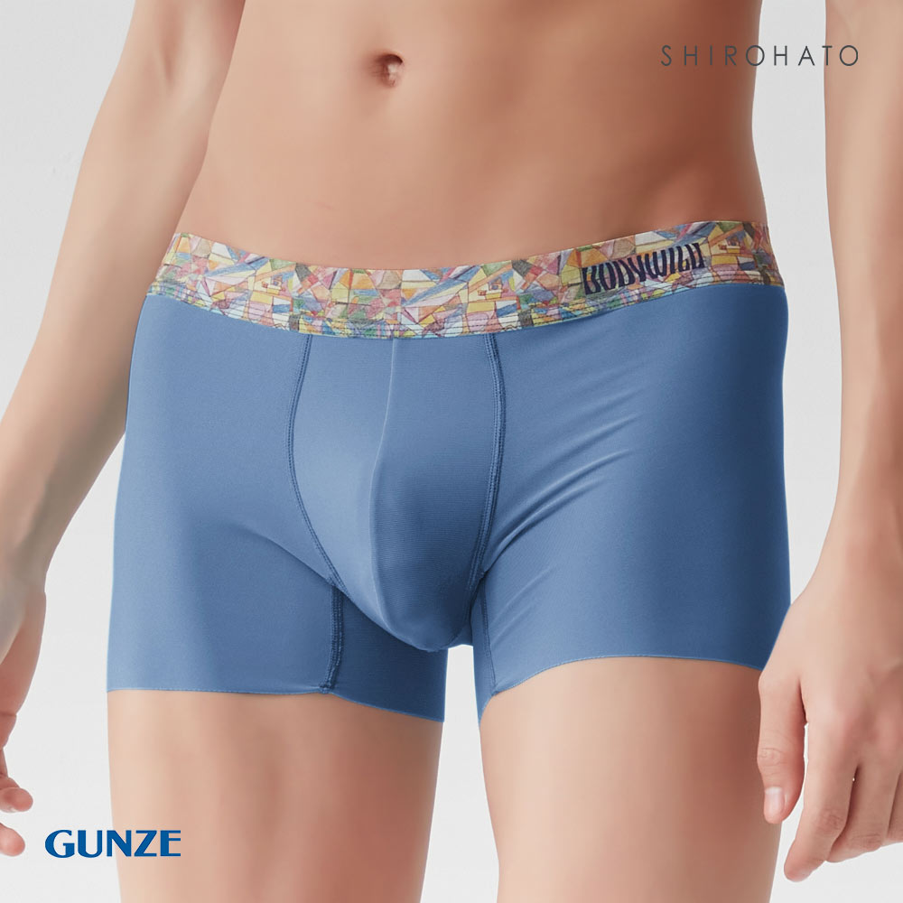 グンゼ GUNZE ボディワイルド BODY WILD パラリンアートコラボ ボクサーパンツ 日本製 前とじ メンズ(BU-ブルー-M)