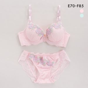 サンエイ 脇高 フェミニンローズ ブラセット EF 脇肉 はみ肉すっきり 脇寄せ ブラジャー ショーツ セット 美胸 谷間 丸胸 SANEI