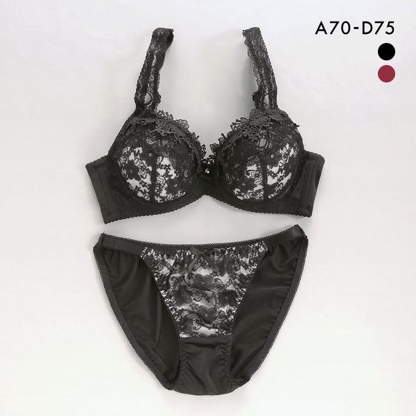 サンエイ 脇高 シックフラワー ブラセット ABCD 脇肉 はみ肉すっきり 脇寄せ ブラジャー ショーツ セット 美胸 谷間 丸胸 SANEI