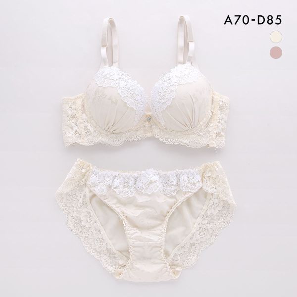 サンエイ 脇高 シルキーフラワーレース ブラセット ABCD 脇肉 はみ肉すっきり 脇寄せ ブラジャー ショーツ セット 美胸 谷間 丸胸 SANEI