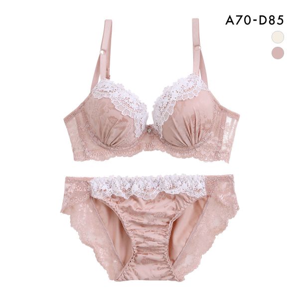 サンエイ 脇高 シルキーフラワーレース ブラセット ABCD 脇肉 はみ肉すっきり 脇寄せ ブラジャー ショーツ セット 美胸 谷間 丸胸 SANEI