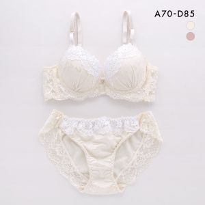 サンエイ 脇高 シルキーフラワーレース ブラセット ABCD 脇肉 はみ肉すっきり 脇寄せ ブラジャー ショーツ セット 美胸 谷間 丸胸 SANEI