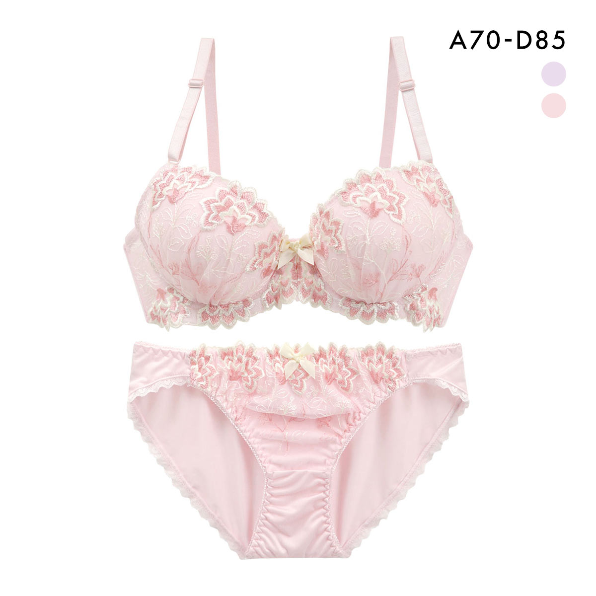 サンエイ キューティブロッサム ブラセット ABCD ブラジャー ショーツ セット 美胸 谷間 丸胸 SANEI 大きいサイズ(PI-ピンク-A70-M)