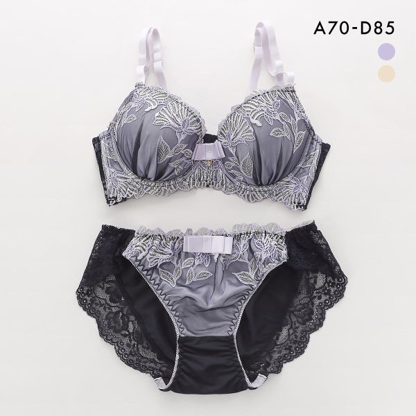 サンエイ 脇高 ボタニカルフラワー刺繍 ブラセット ABCD 脇肉 はみ肉すっきり 脇寄せ ブラジャー ショーツ セット 美胸 SANEI