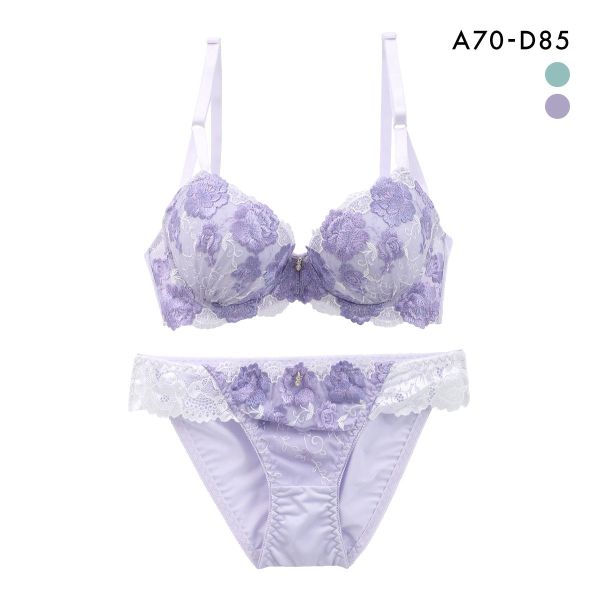 サンエイ 脇高 フェミニンローズガーデン ブラセット ABCD 脇肉 はみ肉すっきり 脇寄せ ブラジャー ショーツ セット 美胸 SANEI