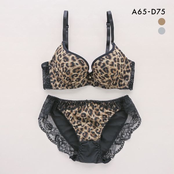 サンエイ 脇高 カーヴィレオパード ブラセット ABCD 脇肉 はみ肉すっきり 脇寄せ ブラジャー ショーツ セット 美胸 谷間 丸胸 SANEI