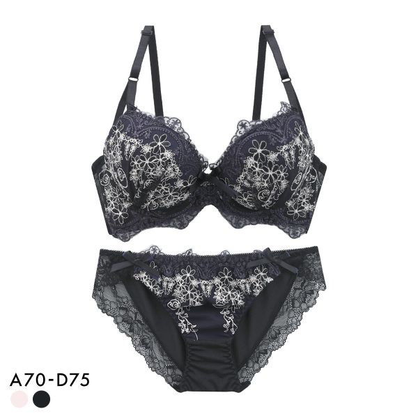 サンエイ 脇高 アンティークレーシィフラワー ブラセット ABCD 脇肉 はみ肉すっきり 脇寄せ ブラジャー ショーツ セット 美胸 谷間 丸胸 SANEI