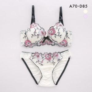 サンエイ 脇高 シックフラワー ブラセット ABCD 脇肉 はみ肉すっきり 脇寄せ ブラジャー ショーツ セット 美胸 谷間 丸胸 SANEI