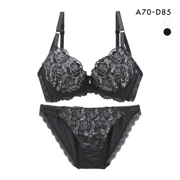 サンエイ 脇高 グロッシーローズレース ブラセット ABCD 脇肉 はみ肉すっきり 脇寄せ ブラジャー ショーツ セット 美胸 谷間 丸胸 SANEI