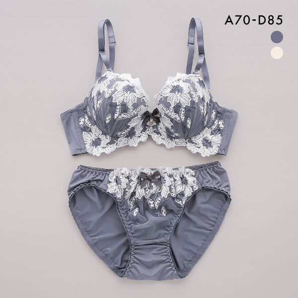 サンエイ 脇高 リュクスフラワー刺繍 ブラセット ABCD 脇肉 はみ肉すっきり 脇寄せ ブラジャー ショーツ セット 美胸 SANEI