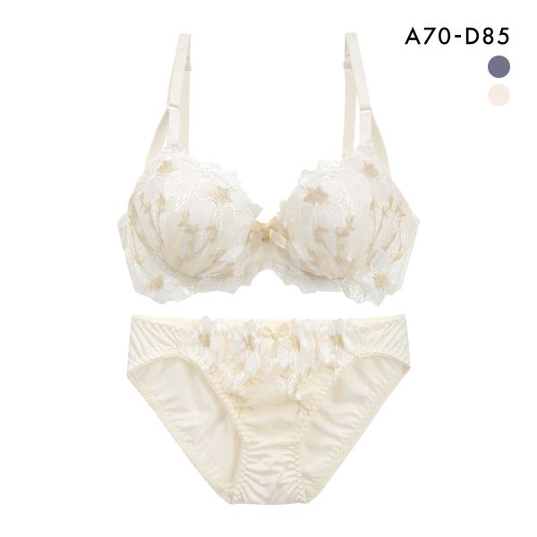 サンエイ 脇高 リュクスフラワー刺繍 ブラセット ABCD 脇肉 はみ肉すっきり 脇寄せ ブラジャー ショーツ セット 美胸 SANEI