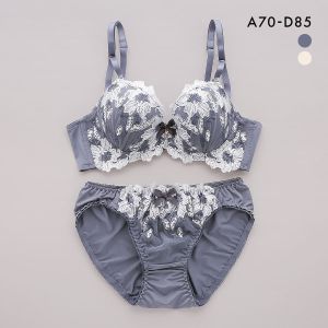 サンエイ 脇高 リュクスフラワー刺繍 ブラセット ABCD 脇肉 はみ肉すっきり 脇寄せ ブラジャー ショーツ セット 美胸 SANEI