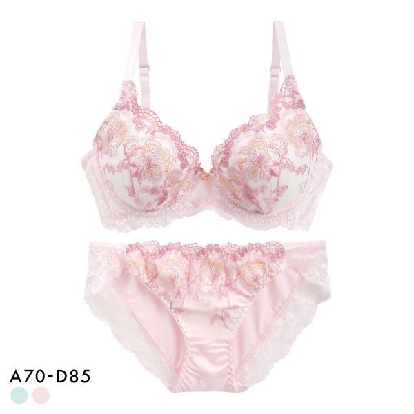 サンエイ 脇高 シアーフルール ブラセット ABCD 脇肉 谷間 盛り はみ肉すっきり 脇寄せ ブラジャー ショーツ セット 美胸 SANEI