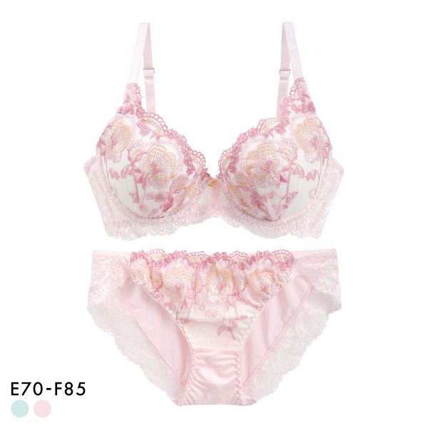 サンエイ 脇高 シアーフルール ブラセット EF 大きいサイズ グラマー 脇肉 谷間 盛り ブラジャー ショーツ セット 美胸 SANEI