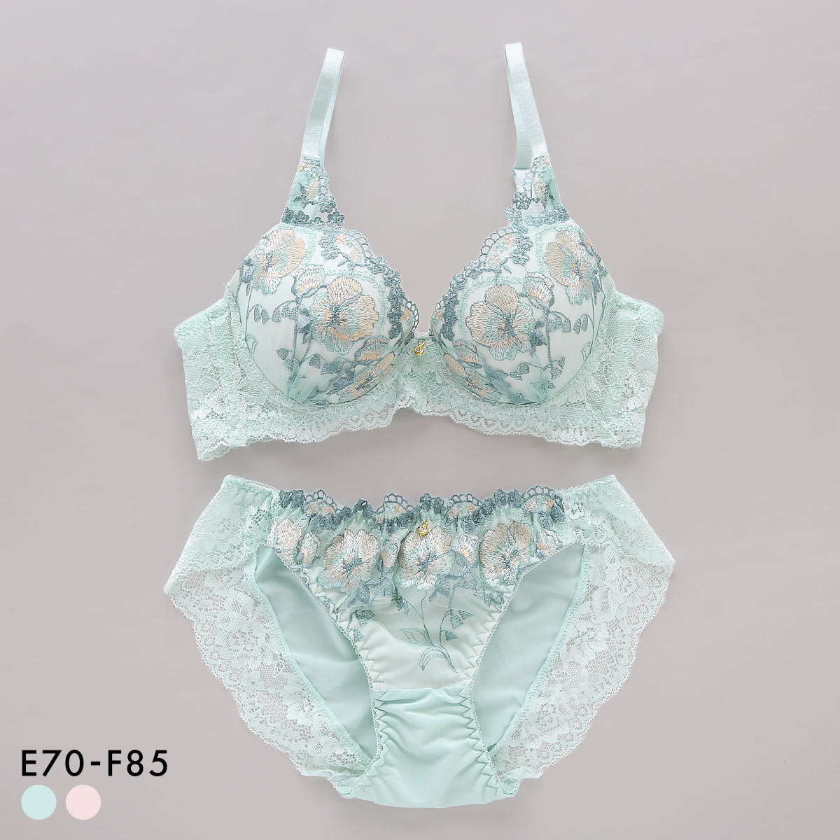 サンエイ 脇高 シアーフルール ブラセット EF 大きいサイズ グラマー 脇肉 谷間 盛り ブラジャー ショーツ セット 美胸 SANEI