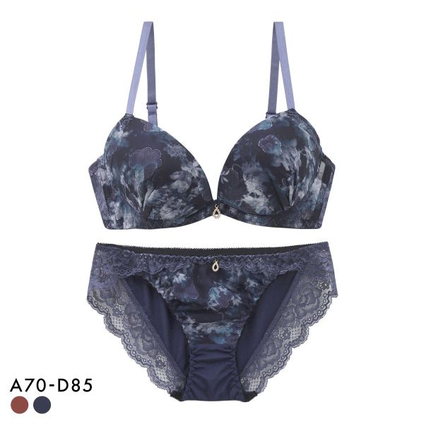 サンエイ 脇高 フォギーマーブルフラワー ブラセット ABCD 脇肉 谷間 盛り はみ肉すっきり 脇寄せ ブラジャー ショーツ 美胸 SANEI