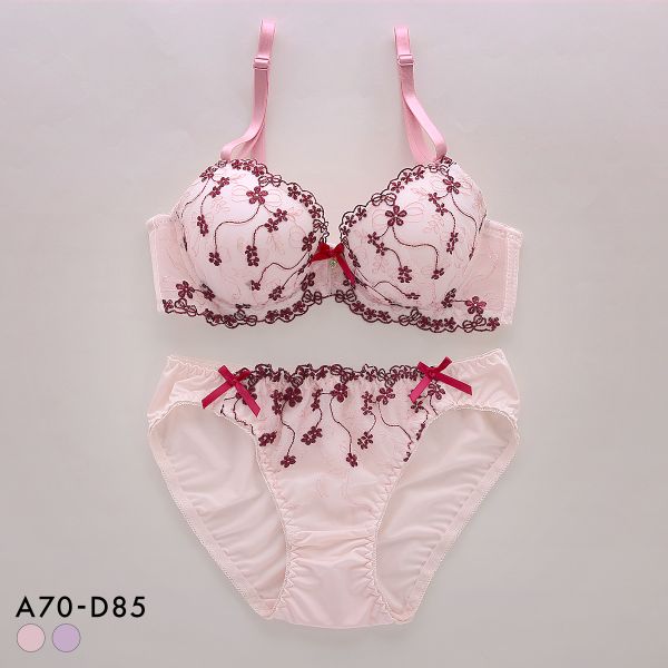 サンエイ フルールプティリボン ブラセット ABCD 脇肉 谷間 盛り はみ肉すっきり 脇寄せ ブラジャー ショーツ セット 美胸 SANEI