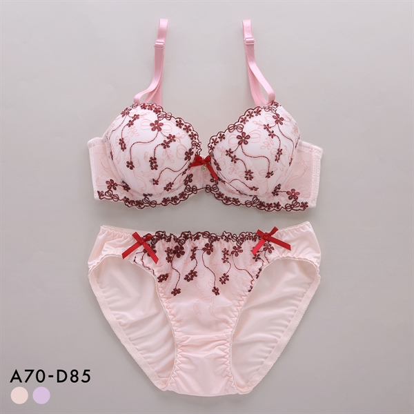 サンエイ フルールプティリボン ブラセット ABCD 脇肉 谷間 盛り はみ肉すっきり 脇寄せ ブラジャー ショーツ セット 美胸 SANEI