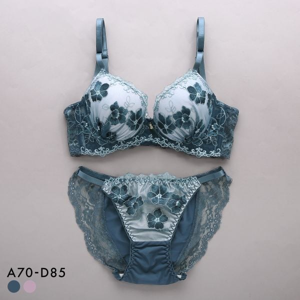 サンエイ 脇高 ミスティックフラワー ブラセット ABCD 脇肉 谷間 盛り はみ肉すっきり 脇寄せ ブラジャー ショーツ セット 美胸 SANEI