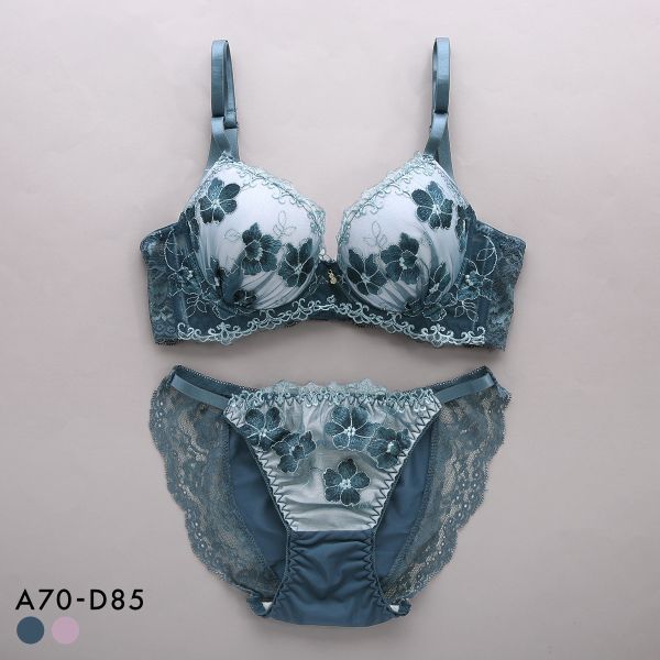 サンエイ 脇高 ミスティックフラワー ブラセット ABCD 脇肉 谷間 盛り はみ肉すっきり 脇寄せ ブラジャー ショーツ セット 美胸 SANEI