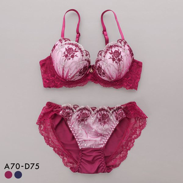 サンエイ 脇高 ロココ調ローズリボン ブラセット ABCD 脇肉 はみ肉すっきり 脇寄せ 着やせ ブラジャー ショーツ セット SANEI