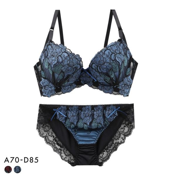サンエイ 脇高 ステンドグラスローズ ブラセット ABCD 脇肉 谷間 盛り はみ肉すっきり 脇寄せ ブラジャー ショーツ セット 美胸 SANEI