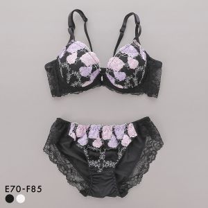 サンエイ 脇高 ゴージャスローズ ブラセット EF 大きいサイズ グラマー 脇肉 谷間 盛り ブラジャー ショーツ セット 美胸 SANEI
