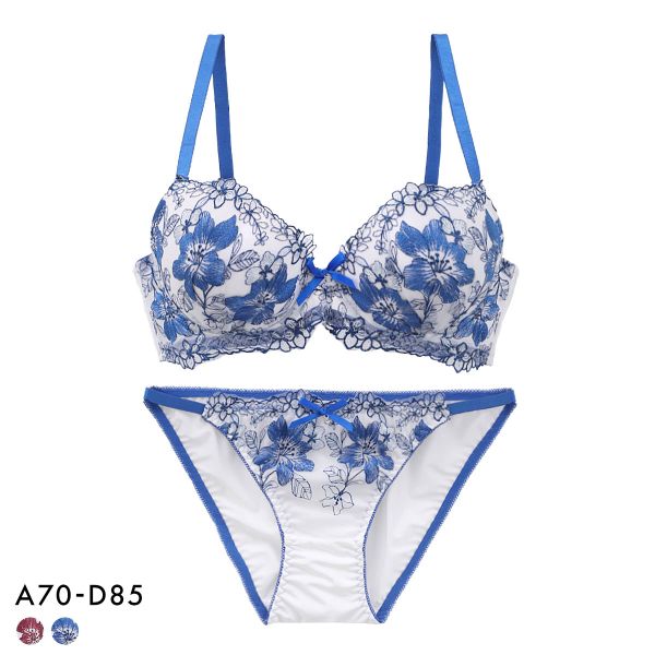 サンエイ 脇高 ビビッドリリー刺繍 ブラセット ABCD ブラジャー ショーツ セット 脇肉 はみ肉すっきり 脇寄せ 美胸 丸胸 SANEI