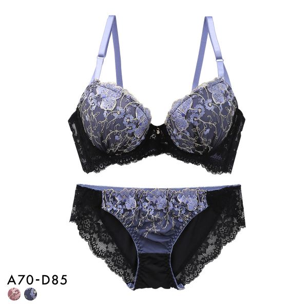 サンエイ 脇高 ゴージャスフラワー刺繍 ブラセット ABCD サイドリボンショーツ ブラジャー ショーツ セット 脇肉 はみ肉すっきり 脇寄せ 美胸 丸胸 SANEI