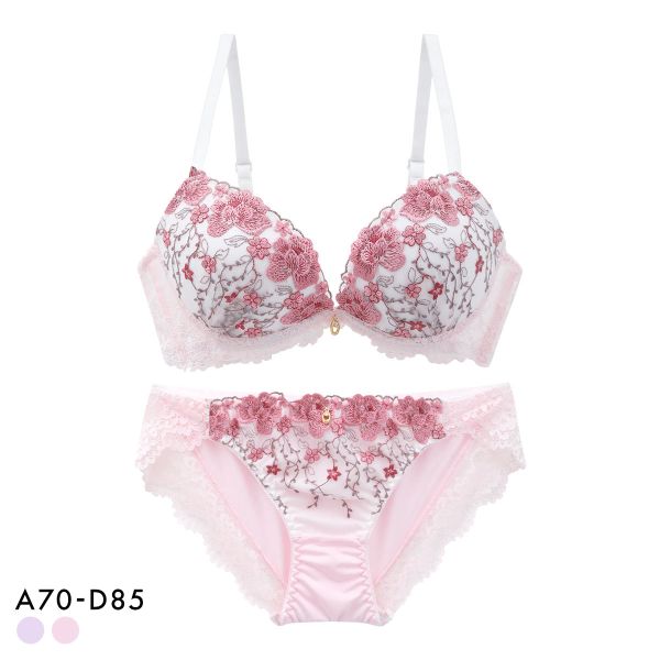 サンエイ 脇高 フラワーガーデン ブラセット ABCD サイドリボンショーツ 横紐 脇肉 はみ肉すっきり 脇寄せ 美胸 育乳 丸胸 SANEI