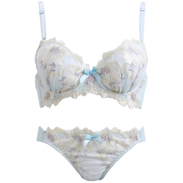 SHIROHATO限定販売 華やか花柄刺繍 ブラショーツ セット ABCD 盛りブラ 谷間ブラ