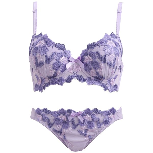 SHIROHATO限定販売 華やか花柄刺繍 ブラショーツ セット ABCD 盛りブラ 谷間ブラ