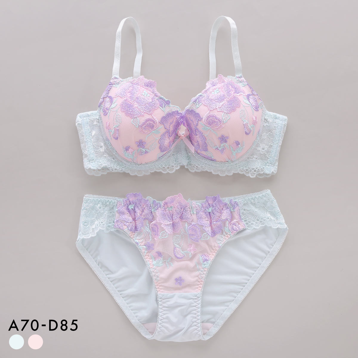 サンエイ 脇高 ビビットフラワー ブラセット ABCD 脇肉 谷間 盛り はみ肉すっきり 脇寄せ ブラジャー ショーツ セット 美胸 SANEI