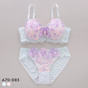 サンエイ 脇高 ビビットフラワー ブラセット ABCD 脇肉 谷間 盛り はみ肉すっきり 脇寄せ ブラジャー ショーツ セット 美胸 SANEI