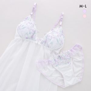サンエイ ガーリーフラワーブーケ カップ付き スリップ＆ショーツ ランジェリー ベビードール キャミ 上下セット SANEI