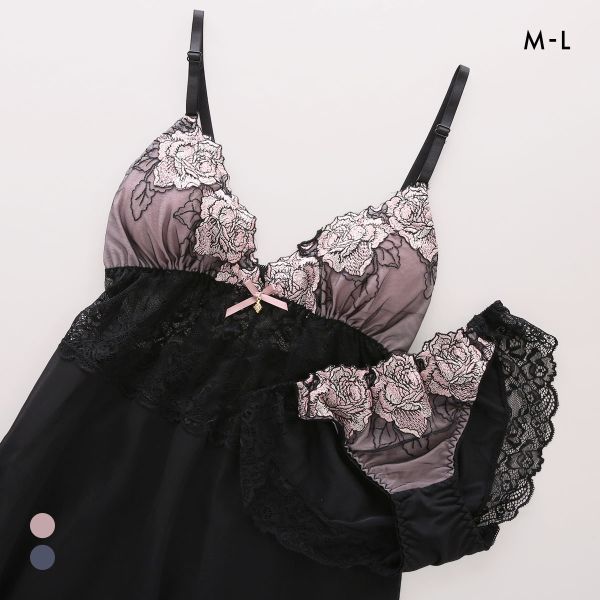 サンエイ ダズリングローズ カップ付き スリップ＆ショーツ ML ランジェリー ベビードール キャミ 上下セット セットアップ キャミソール SANEI