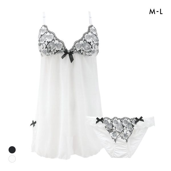 サンエイ グロッシーチューリップ  カップ付き スリップ＆ショーツ ランジェリー ベビードール キャミ 上下セット SANEI