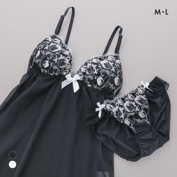 サンエイ グロッシーチューリップ カップ付き スリップ＆ショーツ ランジェリー ベビードール キャミ 上下セット SANEI