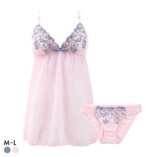 サンエイ シャイニーローズ カップ付き スリップ＆ショーツ ランジェリー ベビードール キャミ 上下セット SANEI