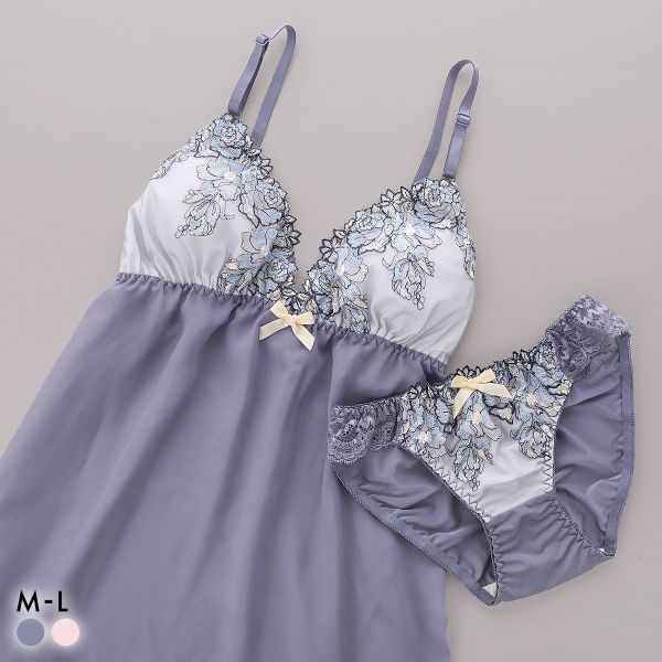 サンエイ シャイニーローズ カップ付き スリップ＆ショーツ ランジェリー ベビードール キャミ 上下セット SANEI