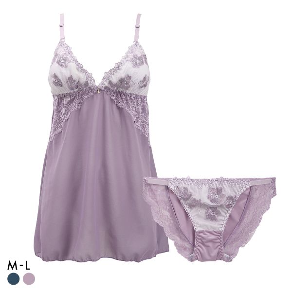 サンエイ ミスティックフラワー カップ付き スリップ＆ショーツ ランジェリー ベビードール キャミ 上下セット SANEI