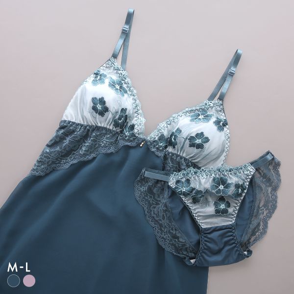 サンエイ ミスティックフラワー カップ付き スリップ＆ショーツ ランジェリー ベビードール キャミ 上下セット SANEI