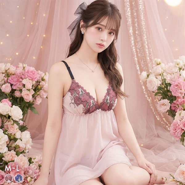 サンエイ ホットブロッサム カップ付き スリップ＆ショーツ ランジェリー ベビードール キャミ 上下セット SANEI