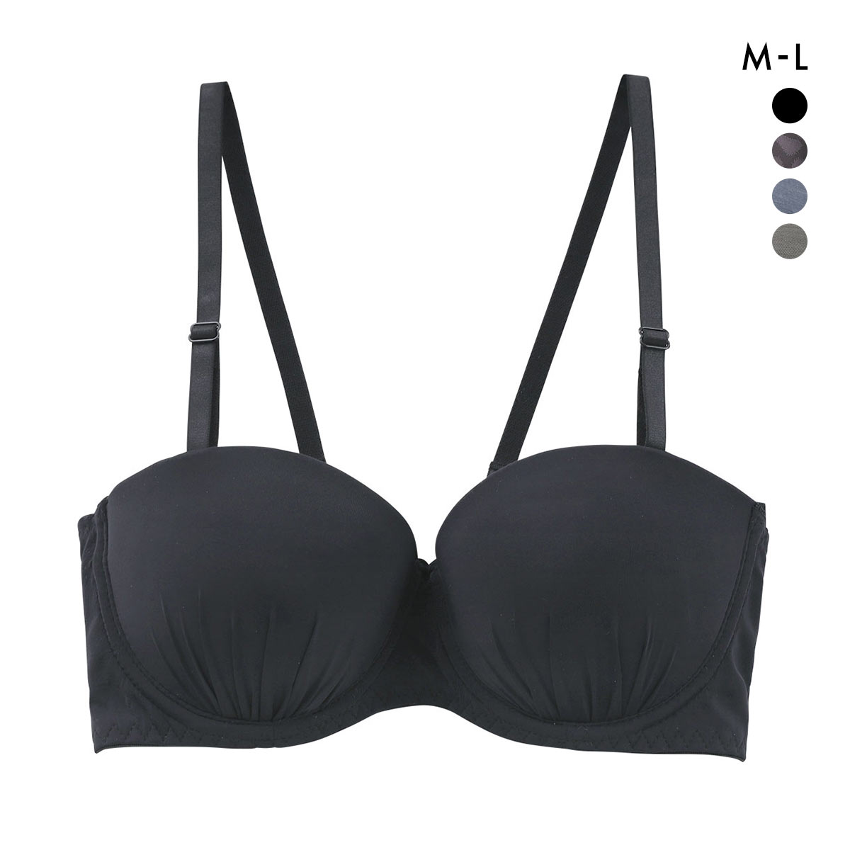 サンエイ STYLE UP チューブブラ ML 1/2カップブラジャー バックレース 背中見せ 肌見せ バックオープン ストラップレス SANEI(BK-ブラック-M)