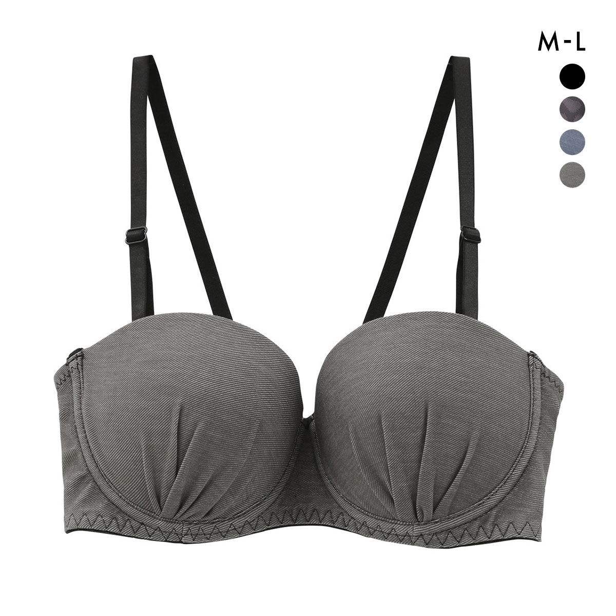 サンエイ STYLE UP チューブブラ ML 1/2カップブラジャー バックレース 背中見せ 肌見せ バックオープン ストラップレス SANEI(DE2-デニム2-M)