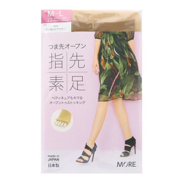 モア MORE オープントゥストッキング 指先素足 つま先オープン パンスト 抗菌防臭 マチ付き 日本製