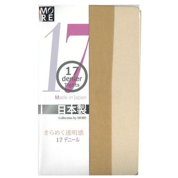 モア MORE きらめく透明感 17デニール カラー タイツ ストッキング 光沢 マチ付き 日本製